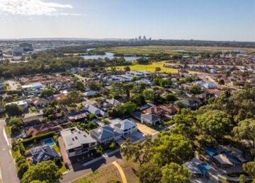 Image of a drone shot over the suburbs of Doubleview